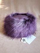 Fioletowa futrzana czapka zimowa, toczek futrzany 