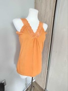 Pomarańczowy top bawełniany z koronką na lato S/M