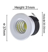 Mini reflektor LED do zabudowy, 3 W, 3000k white 16 szt. 12/24 V