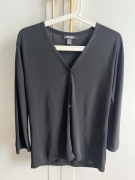 Bluzka damska lejąca czarna z dekoltem V guziki DKNY r. 40 L