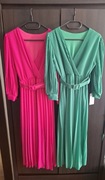 Sukienka damska midi plisowana elegancka zielona turkus morska od s do xl