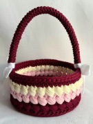 Koszyk wielkanocny elegancki bordowy ręcznie robiony na szydełku