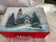 Bombki w pudełku kościółek aniołki komplet decoupage 