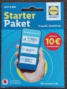Pakiet startowy LIDL CONNECT 10€ na koncie strater Niemcy sieć Vodafone DE