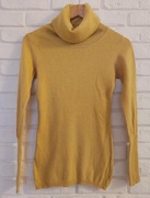 Dopasowany musztardowy sweter obcisły golf dzianinowy Reserved S