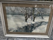 Malarstwo akwarele zima obraz Pankowski 83 rok