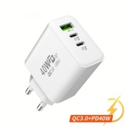 ŁADOWARKA USB-C PD 40W FAST CHARGE | 2x USB-C + USB-A | QUICK CHARGE