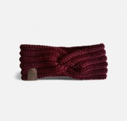Bordowa opaska na głowę z wełną merino