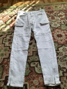 Zara spodnie cargo białe EUR 44 slim zamki streetwear