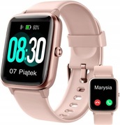 Zegarek Smartwatch POLSKI MENU wodoodporny Damski pudrowy róż