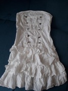 Sukienka biała z guzikami bez ramiączek 