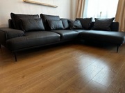 Duży narożnik skórzany prawy - funkcja spania - stan idealny