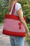 Torba ażurowa duża, plażowa, wakacyjna, rękodzieło ze sznurka bawełnianego 