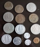 14 monet  1949, 1977, 1984, 1990, 1991 1 gr 2 zł 5 zł 10 zł