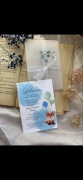 Zaproszenie na chrzest dla chłopca z kalką boho akwarela gipsówka handmade
