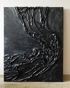 Czarny obraz 80x100 gipsowy abstrakcja