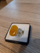 BURSZTYN BAŁTYCKI  PIERŚCIEŃ MOSIADZ SREBRZONY 