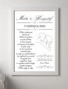 Prezent dla młodej pary na ślub personalizowany ramka a3 Wzory