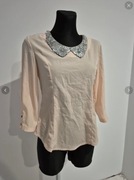 Bluzeczka pudrowy róż z ozdobnym kołnierzem