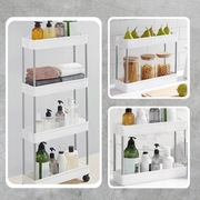 PÓŁKA ŁAZIENKOWA KUCHENNA SZAFKA NA KÓŁKACH REGAŁ 4 POZIOMOWY Z HACZYKAMI