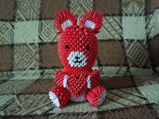 Duży Miś Czerwony Origami Modułowe 3D