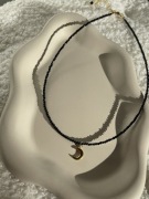 Naszyjnik z drobnych kamieni turmalin handmade wisiorek księżyc