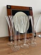 7 kieliszków do szampana typu flet vintage lata 70 kryształowe szkło