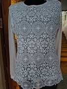 Biała ażurowa koronkowa bluzka elegancka