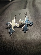 Kolczyki handmade krzyż gotycki metal alternetywny piercing walentynki