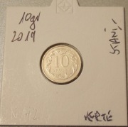 10 groszy 2019 r.  DESTRUKT.... PODKREŚLENIE  DATY