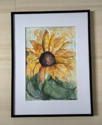 Obraz ręcznie malowany akwarela Słonecznik A4 nowy 