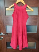 Bordowa sukienka wiązana na szyi Bawełna 128/134 (3)