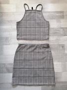 Komplet damski XS s bluzka spódnica w kratkę