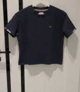 *TOMMY HILFIGER* świetna krótsza koszulka logo 34 XS