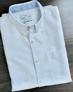 NEXT__Lniana biała kołnierzyk button-down__L/42 kołn. (56% len 44% bawełna)
