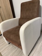 Zestaw | dwa fotele brązowo-białe | cena do negocjacji