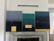 Tryptyk oryginalnych malowanych ręcznie obrazów