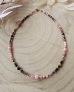 Naszyjnik kamienie naturalne Tygrysie oko Rodonit Agat Jadeit Hematyty