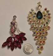 Piękna bogatozdobiona broszka PTAK przypinka, ozdoba żakietu, 2szt.