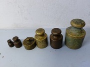 Stare Odważniki Mosiężne 6 sztuk PRL 