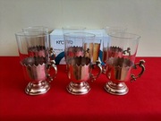 Mosiężno Miedziane Koszyczki ze Szklankami 