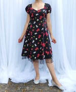 Sukienka Joe Browns midi 48 4XL plus size retro pin up czarna kwiaty