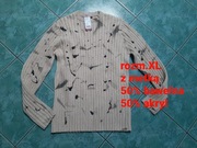 UNIKAT, męski sweter vintage, Y2K,  nowy z metką, rozm.XL, bawełna + akryl 