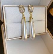 Kolczyki sopelki perła diamencik 