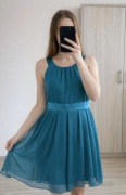 Sukienka Elise Ryan turkusowa odkryte plecy kokarda wesele elegancka M L