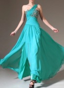 Miętowa suknia wieczorowa z szyfonu rozm. 4/5 XL