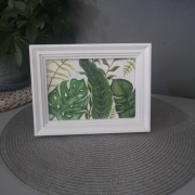 Akwarela liście monstera z ramką 