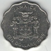 Jamajka 10 dollars dolarów 1999 - 24 mm nr 2