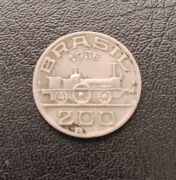 Moneta 200 Réis(200 Realów) Brazylia 1936 Wicehrabia Mauá,Lokomotywa,rzadka