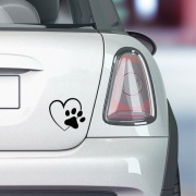 Naklejka na samochód - ŁAPA Z SERCEM - PIES - RÓŻNE WZORY I KOLORY